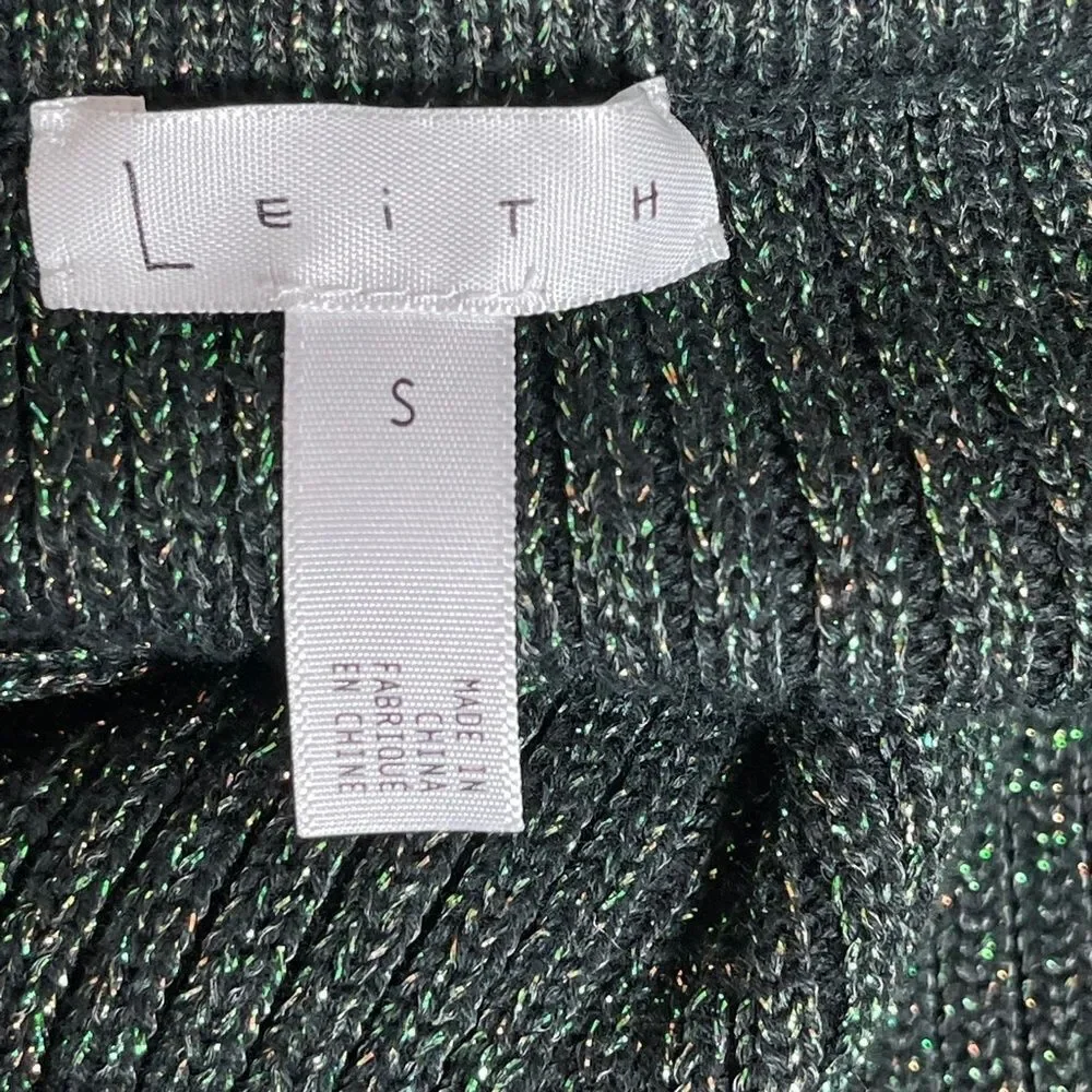 Leith Black Ribbed‎ Metallic Knit Skirt Sz S